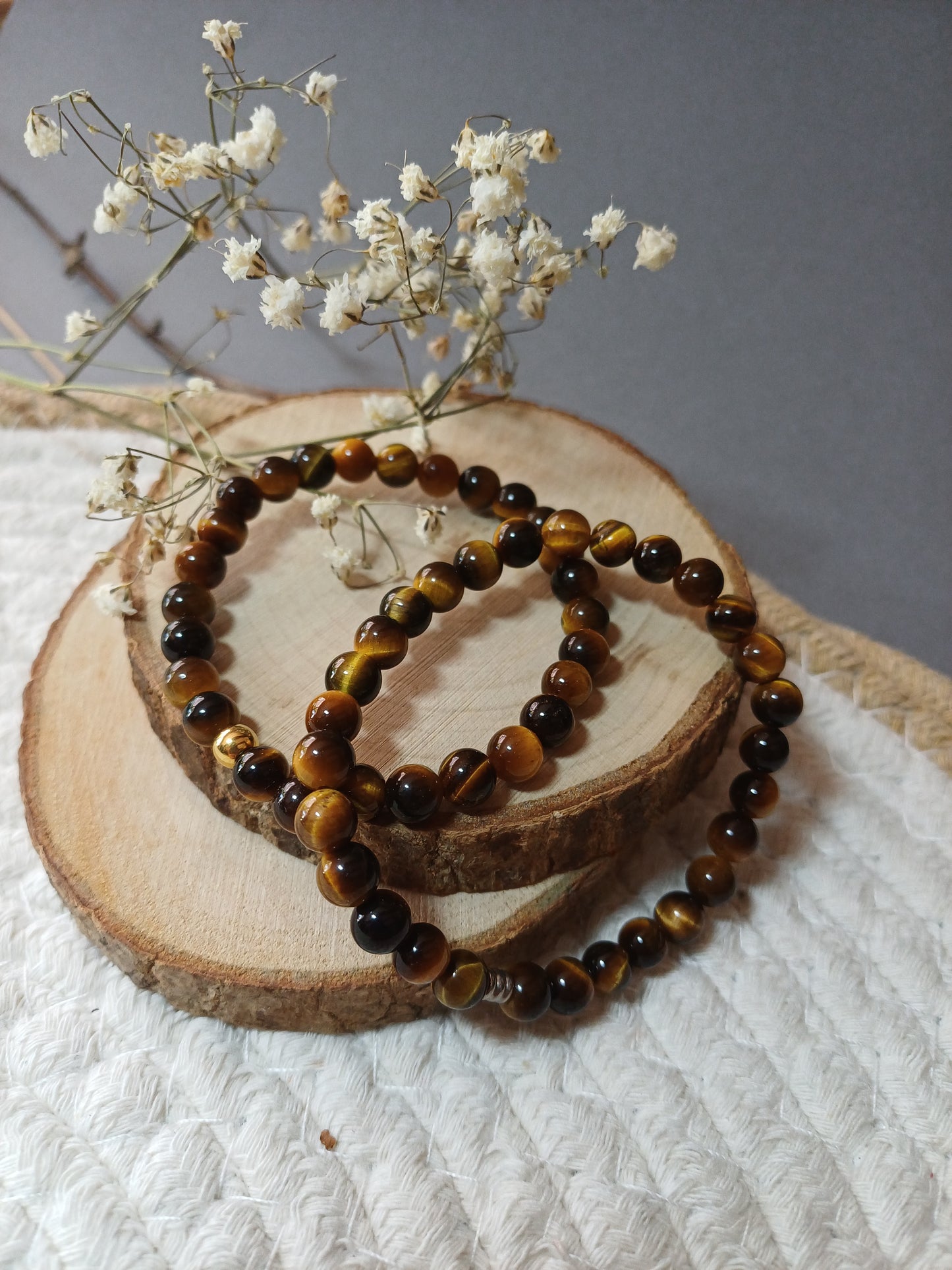 Bracelet en Œil de Tigre naturel — Pierre de Protection et de Confiance