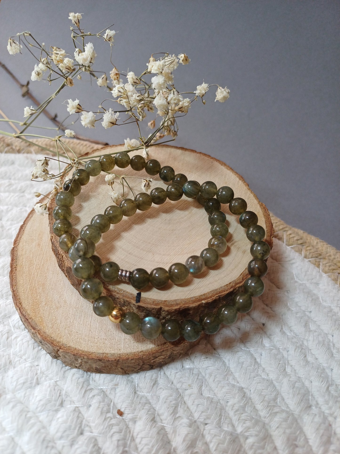 Bracelet en Labradorite naturelle — Pierre de Protection et d’Intuition