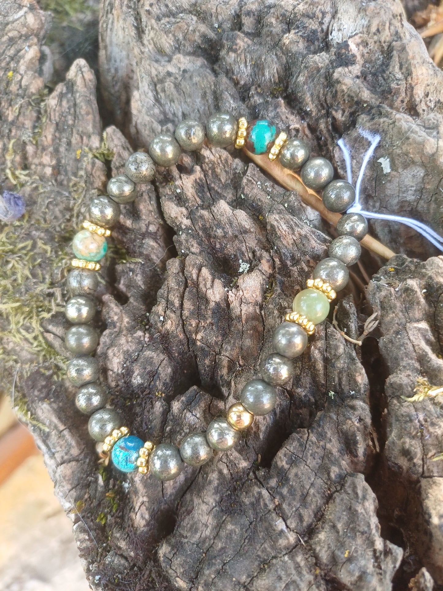 bracelet : azurite et pyrite