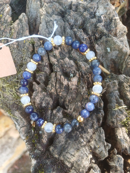 Bracelet : sodalite - calcédoine