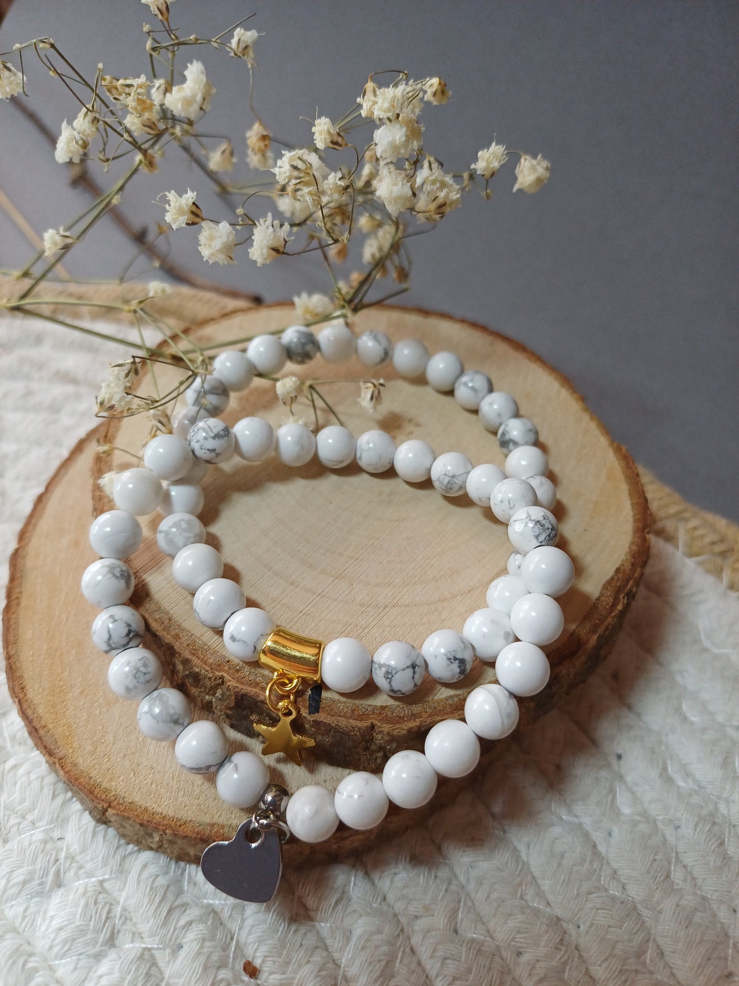 Bracelet en Howlite naturelle - Pierre de Calme et de Sérénité