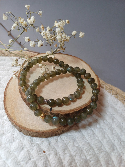 Bracelet en Labradorite naturelle — Pierre de Protection et d’Intuition