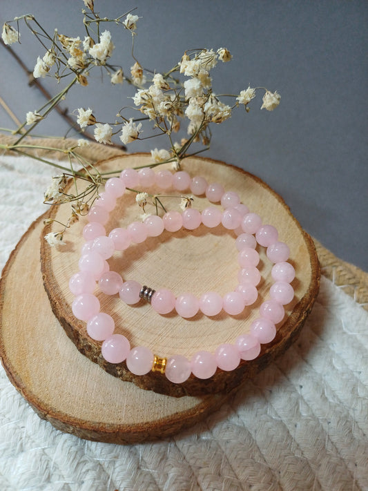 Bracelet en Quartz Rose naturelle — Pierre d’Amour et de Douceur