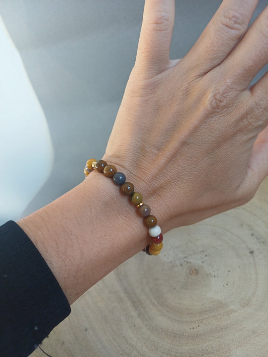 Bracelet en Mookaite – séparateur couleur or
