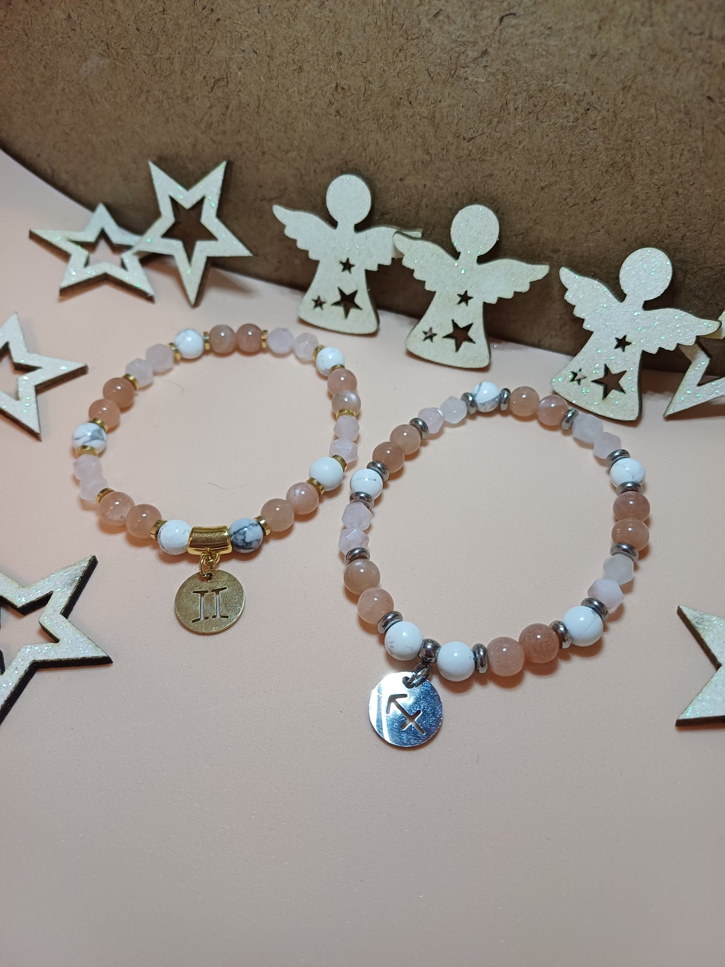 Bracelet « Douceur d'esprit » Howlite • Quartz Rose • Pierre de Soleil