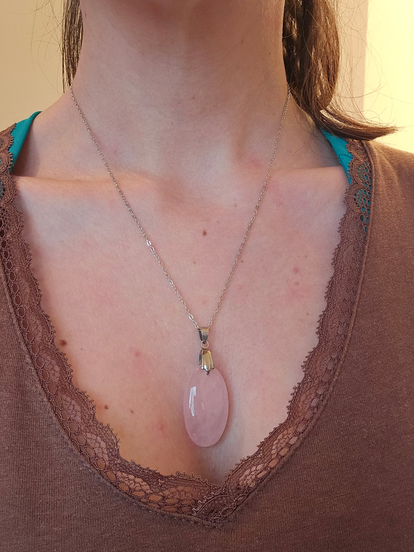 Pendentif en quartz rose