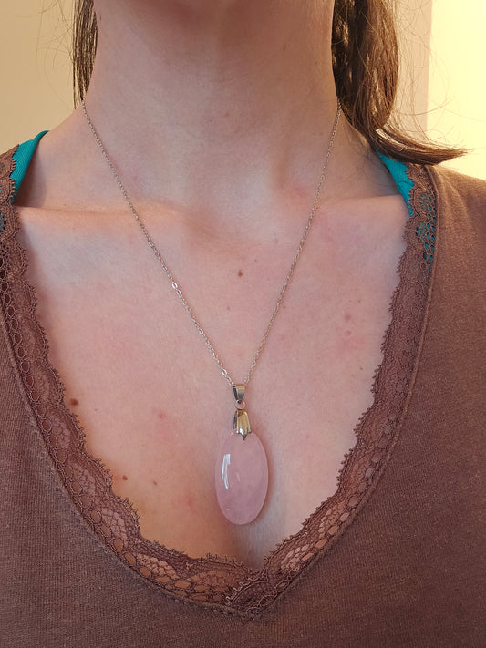 Pendentif en quartz rose