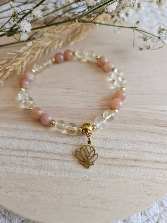 Bracelet Citrine & Pierre de Soleil – Joie, abondance & rayonnement